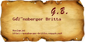 Günsberger Britta névjegykártya